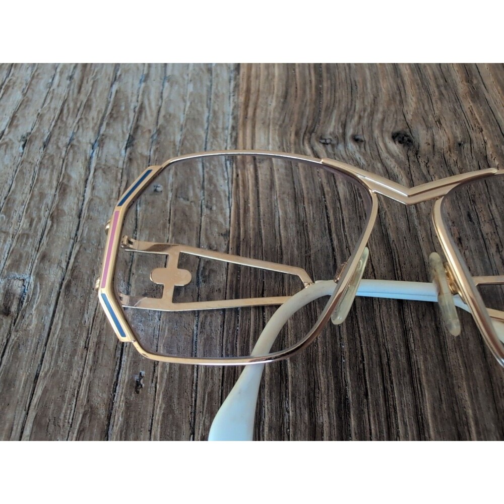 Vintage CAZAL 80s Open EYEGLASSES FRAME Only Women Gold Hexagonal Lens 58 14 140 - Picture 3 of 16